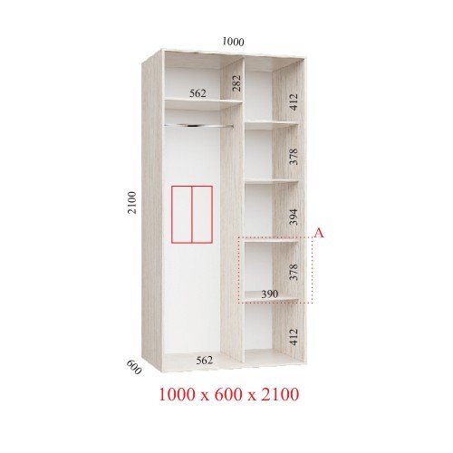 Шкаф купе 100х60х210 см Стандарт