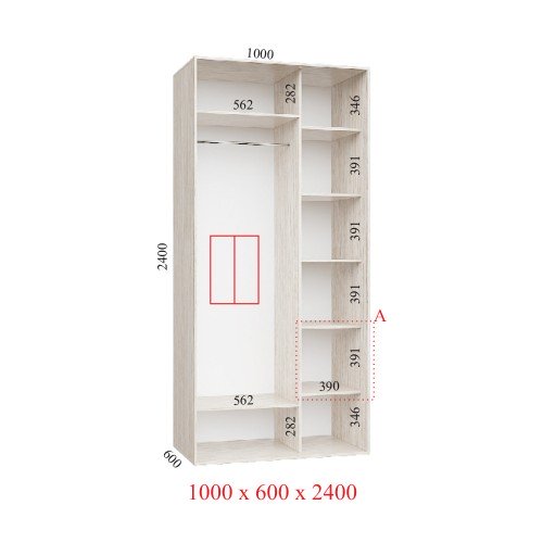 Шкаф купе 100х60х240 см Стандарт