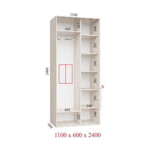 Шкаф купе 110х60х240 см Стандарт