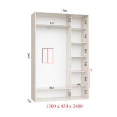 Шафа купе 130х45х240 см Стандарт