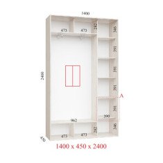 Шафа купе 140х45х240 см Стандарт