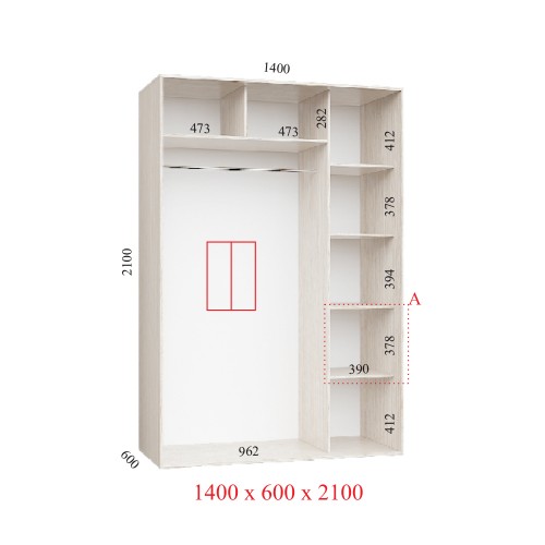 Шафа купе 140х60х210 см Стандарт
