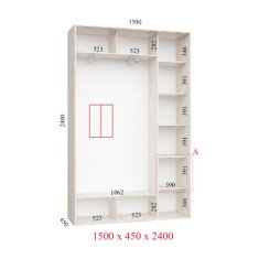 Шафа купе 150х45х240 см Стандарт
