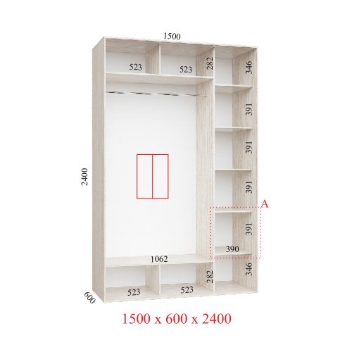 Шкаф купе 150х60х240 см Стандарт