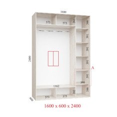 Шафа купе 160х60х240 см Стандарт