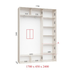 Шафа купе 170х45 х240 см Стандарт