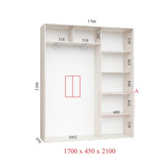 Шафа купе 170х45х210 см Стандарт