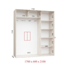 Шафа купе 170х60х210 см Стандарт