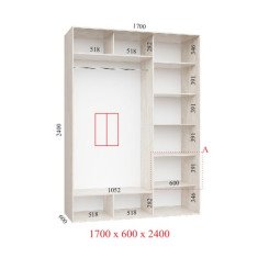 Шафа купе 170х60х240 см Стандарт