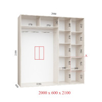 Шкаф купе 200х60х210 см Стандарт