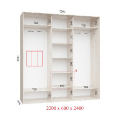 Шафа купе 220х45х240 см Стандарт