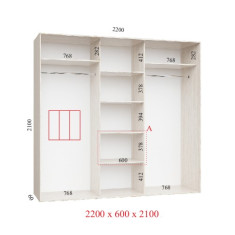 Шафа купе 220х60х210 см Стандарт