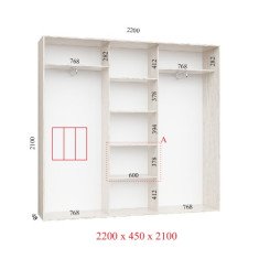 Шкаф купе 220х45х210 см Стандарт
