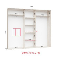 Шкаф купе 240х45х210 см Стандарт