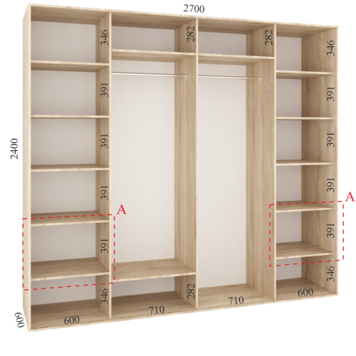Шкаф купе 270х60х240 см Стандарт