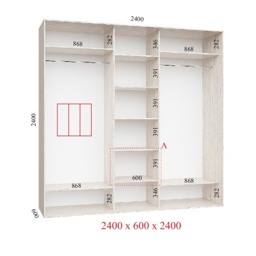 Шкаф купе 240х60х240 см Стандарт
