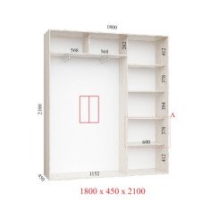 Шафа купе 180х45х210 см Стандарт