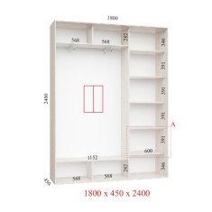 Шафа купе 180х45х240 см Стандарт