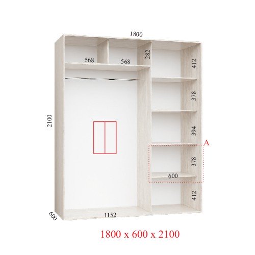 Шафа купе 180х60х210 см Стандарт
