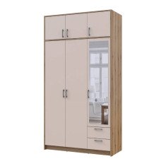 Шкаф Ронди с антресолью и зеркалом Дуб Артизан/Кашемир 3ДСП 121х52х236 